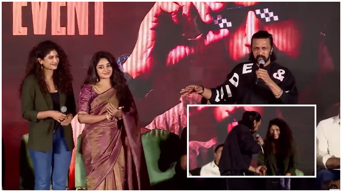 ஹீரோயின் பற்றிய கேள்வி, உடனே கிச்சா சுதீப் செய்த செயல்! | Kichcha Sudeep | Mark | Roshni Prakash