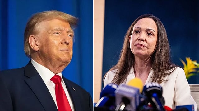 donald trump as maria corina machado presents him nobel peace prize