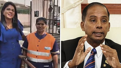 தூய்மை பணியாளர் பத்மாவை கௌரவித்த மலேசிய அமைச்சர் குலசேகரன்