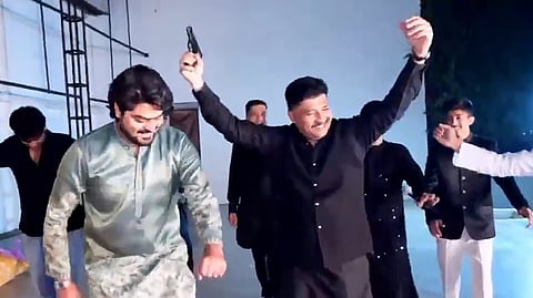 karnataka CON MLA PA waves gun to Dhurandhar song at family event