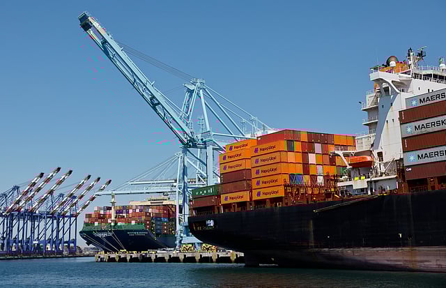 container ship at the Strait of Hormuz 
