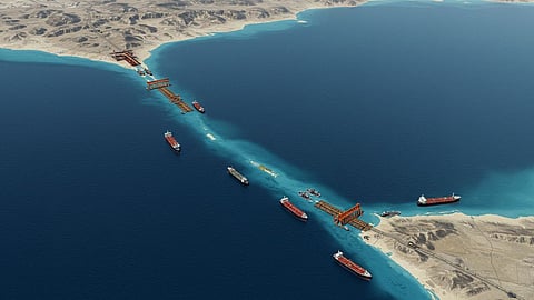 Ships waiting at The Strait of Hormuz 