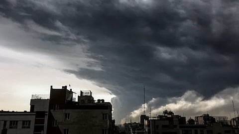 Plumes of smoke from an oil facility in Iran 