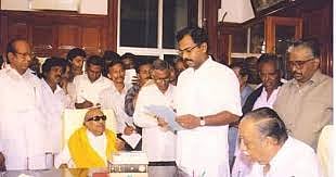 Thangam Thenarasu with Karunanidhi