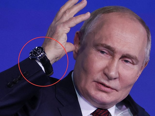 Putin wearing a Russian made Imperial Peterhof Factory (Raketa) watch