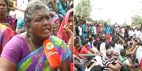 மீனவர்களை மீட்க 8 கிராம மக்கள் போராட்டம்