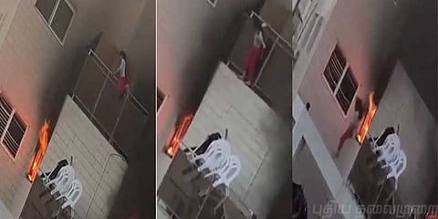 பால்கனியில் இருந்து தாவிக் குதித்த 10வயது சிறுமி: வைரல் வீடியோ