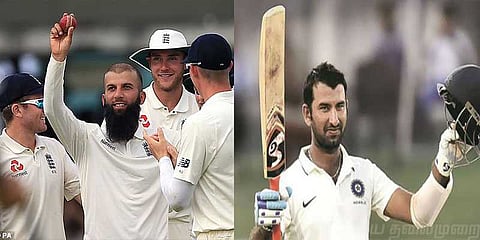 மொயின் அலி சுழலில் சிக்கிய இந்திய வீரர்கள் - சதம் அடித்தார் புஜாரா