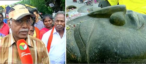 விழுப்புரத்தில் நிறுத்தி வைக்கப்பட்ட பிரம்மாண்ட விஷ்ணு சிலை..!