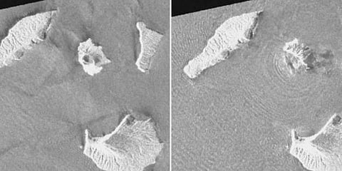 சீற்றத்துக்குப்பின் சுருங்கிப்போன எரிமலை