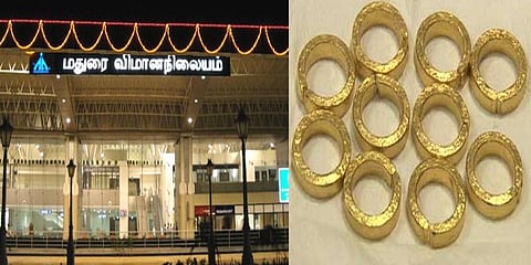 மதுரை விமான நிலையத்தில் ஏழு லட்சம் மதிப்புள்ள தங்கம் பறிமுதல்