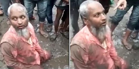 மாட்டிறைச்சி விற்பனை செய்த முதியவரை கண்மூடித்தனமாக தாக்கிய  கும்பல்!