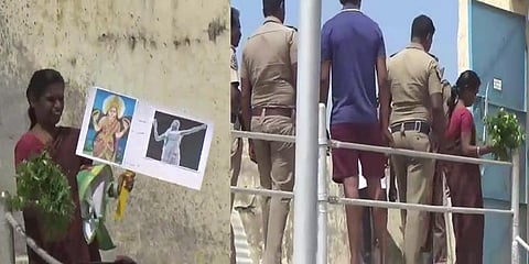 புழல் ஏரியில் கண்ணகி யாகம் நடத்த முயன்ற பெண் !