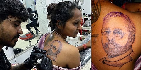 காஷ்மீர் விவகாரம்: பிரதமர் முகத்தை டாட்டூ குத்திக்கொண்ட இளம் பெண்!