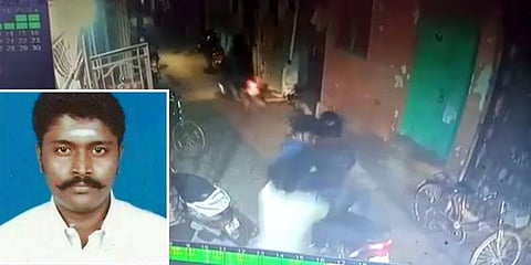 வீட்டு வாசலிலேயே ரியல் எஸ்டேட் வியாபாரியை வெட்டிக் கொன்ற கும்பல் - சிசிடிவி காட்சி