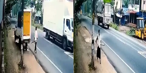 கேரளா:  நூலிழையில் உயர் தப்பிய மனிதர்- வைரல் வீடியோ