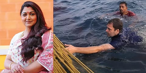 கடலில் குதிப்பதும் தண்டால் எடுப்பதும் ஒரு தலைவருக்கு அழகல்ல -ராகுல் மீது குஷ்பூ பாய்ச்சல்