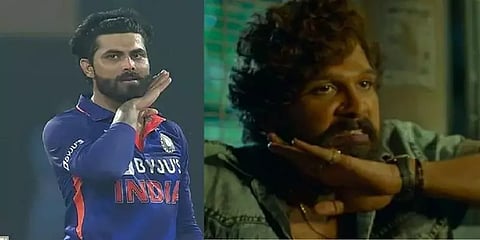 விக்கெட் வீழ்த்தியதை 'புஷ்பா' பட ஸ்டைலில் கொண்டாடிய ஜடேஜா - வைரல் வீடியோ