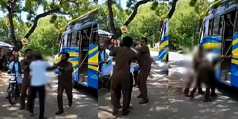 சில்லறை கொடுக்காத பயணியை சராமரியாக தாக்கிய தனியார் பேருந்து நடத்துநர் - ஓட்டுநர்