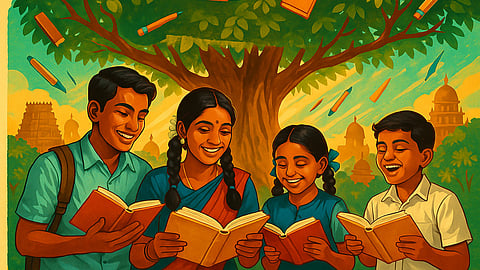 Students Happily Reading 