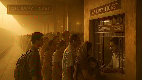 People waiting in Railway Ticket counter