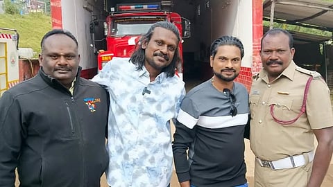Subash Chanrdan with Kodaikanal Fire officers