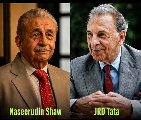  Naseerudin Shaw as JRD Tata & JRD Tata (Right)