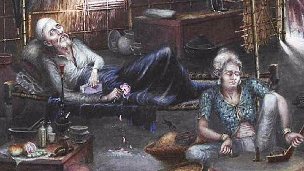 آخری مغل حکمراں بہادر شاہ ظفر کے آخر وقت کی عکاسی کرتی ہوئی ایک تصویر (فوٹو فیس بک)