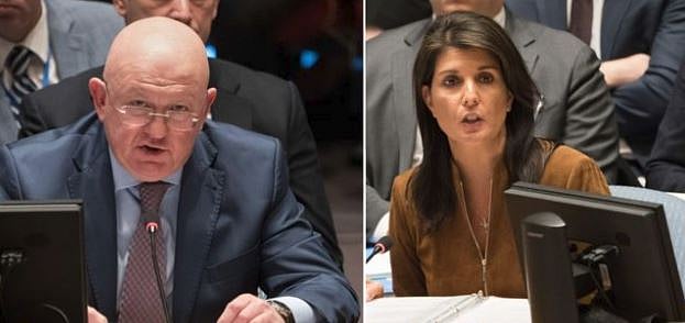 کیمیائی گیس حملہ: سلامتی کونسل میں امریکہ اور روس آمنے سامنے 