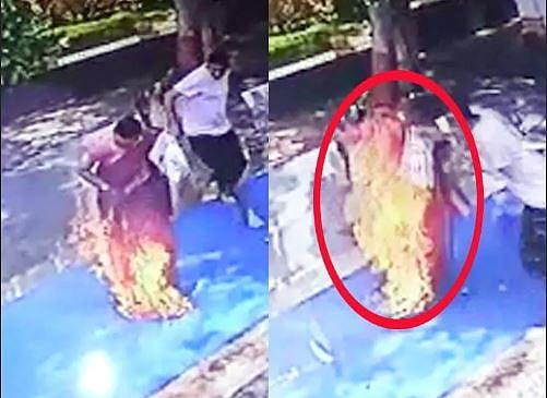 دیکھتے ہی دیکھتے جَل گئی مندر میں پوجا کرتی ہوئی خاتون، ویڈیو وائرل