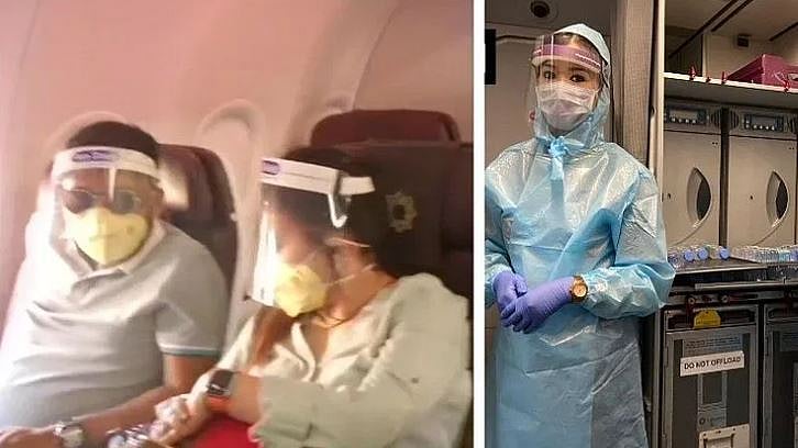 گھریلو پروازیں شروع،مسافروں نے پہنا فیس شیلڈ تو ائیر ہوسٹیس نے پی پی ای کِٹ