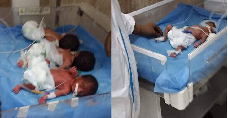 گورکھپور: کورونا انفیکشن میں مبتلا حاملہ خاتون نے 4 بچوں کو دیا جنم