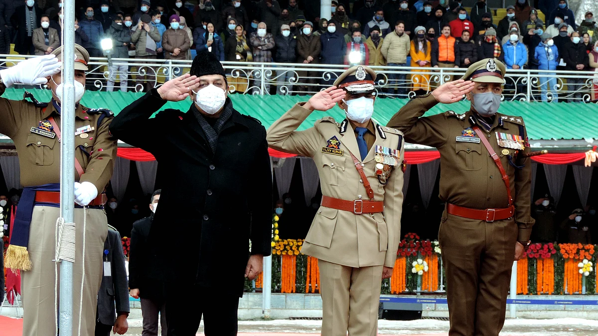 سری نگر میں یومِ جمہوریہ کی تقریب کا منظر / UNI