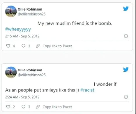 اپنے پہلے ہی ٹیسٹ میں 7 وکٹ لینے والے انگلش گیندباز رابنسن کو مسلم مخالف ٹوئٹ کرنا پڑا مہنگا، بین الاقوامی کرکٹ سے معطل