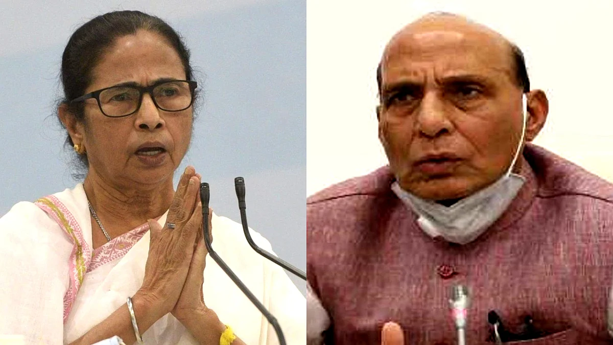 راج ناتھ سنگھ و ممتا بنرجی، تصویر آئی اے این ایس