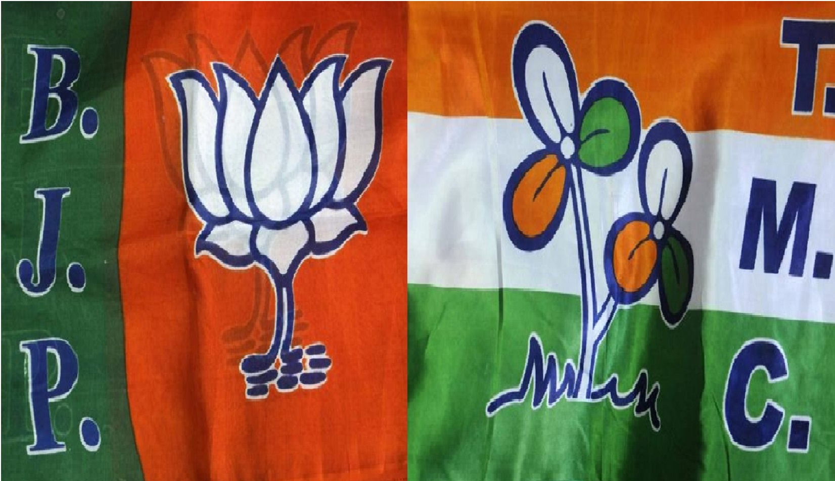 <div class="paragraphs"><p>ترنمول کانگریس اور بی جے پی کا پرچم، تصویر یو این آئی</p></div>