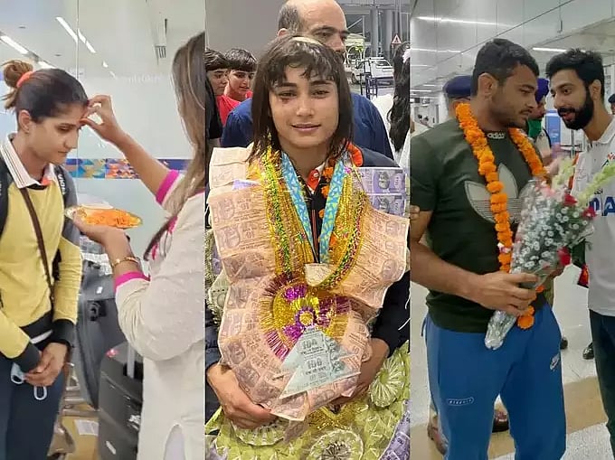 نوٹوں کی مالا اور تالیوں کی گونج سے ہوا کامن ویلتھ گیمز کے تمغہ یافتگان کا استقبال