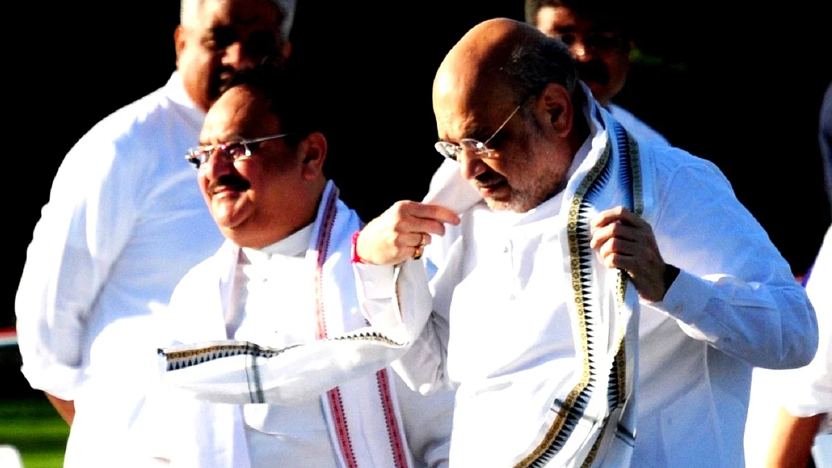 امت شاہ اور جے پی نڈا، تصویر آئی اے این ایس