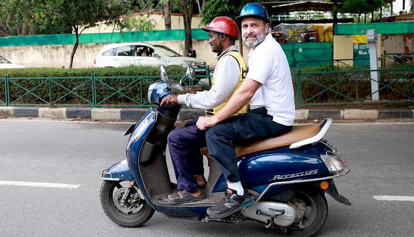 راہل گاندھی نے  ڈیلیوری پارٹنرز کے ساتھ ڈوسا کھایا ، اسکوٹر پر سوار ی کی