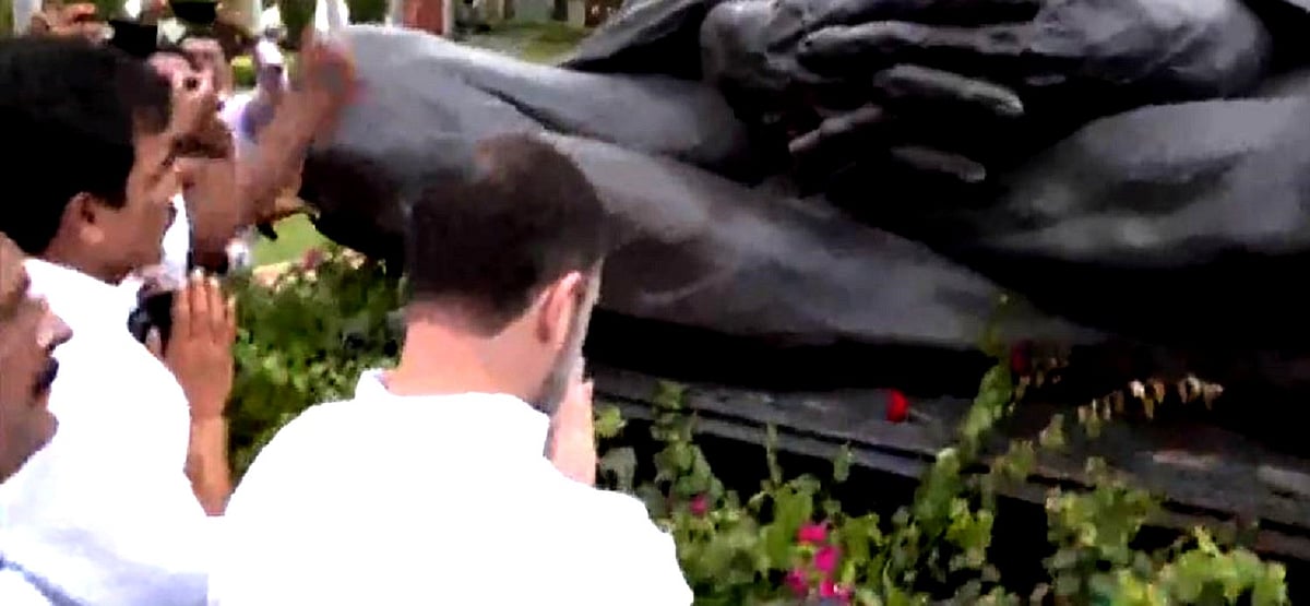 رکنیت بحال ہونے کے بعد راہل گاندھی پہنچے پارلیمنٹ، گاندھی کے مجسمے کو کیا نمن