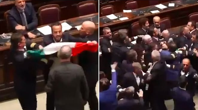 جی-7 اجلاس سے قبل اٹلی کی پارلیمنٹ میں زوردار ہنگامہ، اراکین پارلیمنٹ کے درمیان مار پیٹ، ایک شدید زخمی