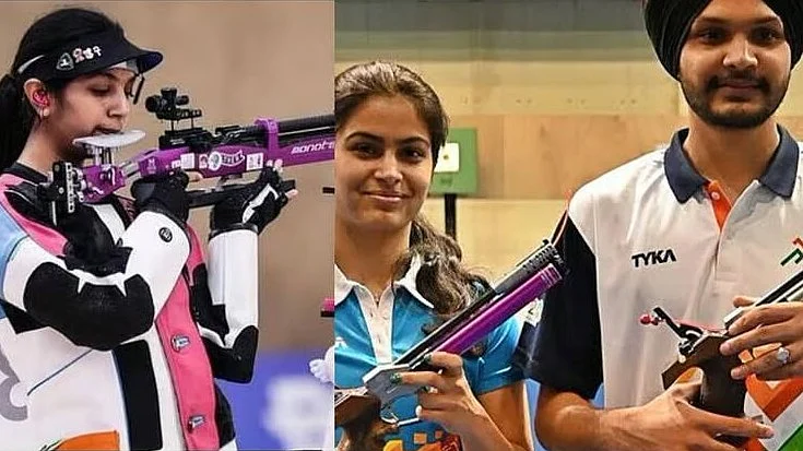 <div class="paragraphs"><p>سربجوت سنگھ اور منو بھاکر (دائیں)، رمیتا جندل (بائیں)</p></div>