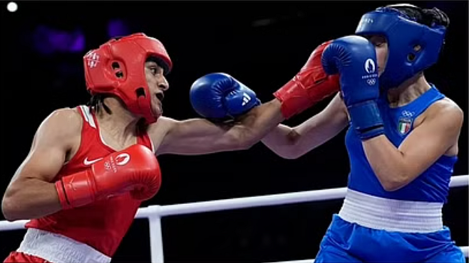 <div class="paragraphs"><p>انجیلا کیرینی (دائیں) اور ایمان خلیف (بائیں)</p></div>