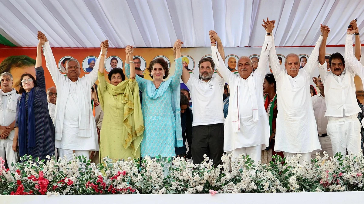 <div class="paragraphs"><p>ہریانہ میں انتخابی جلسہ کے دوران کانگریس کے سرکردہ لیڈران، تصویر&nbsp;<a href="https://x.com/INCIndia">@INCIndia</a></p></div>