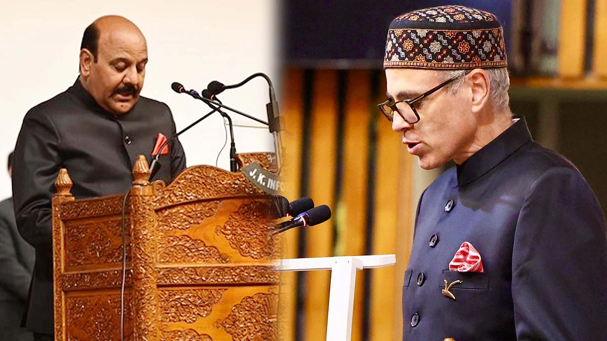 <div class="paragraphs"><p>عمر عبداللہ اور سریندر سنگھ چودھری حلف لیتے ہوئے / آئی اے این ایس، سوشل میڈیا</p></div>