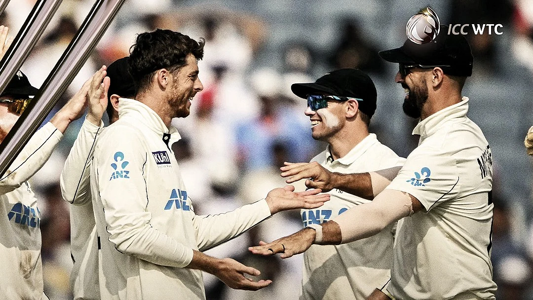 <div class="paragraphs"><p>ہندوستان کے خلاف ٹیسٹ سیریز میں 0-2 کی سبقت حاصل کرنے کے بعد خوشی مناتے ہوئے نیوزی لینڈ کے کھلاڑی، تصویر&nbsp;<a href="https://x.com/ICC">@ICC</a></p></div>