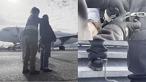 غیر قانونی تارکین وطن اس طرح ہتھکڑی اور زنجیروں سے جکڑے جاتے ہیں، وہائٹ ہاؤس نے جاری کی ویڈیو