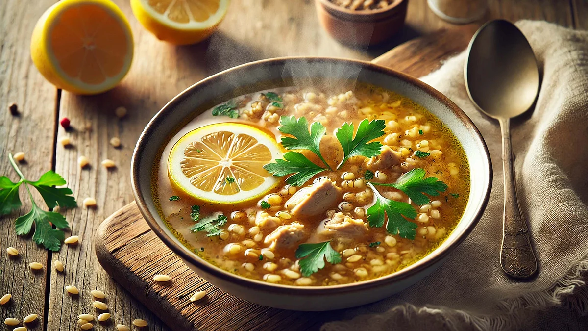 <div class="paragraphs"><p>چکن اور جو کا سوپ / تصویر اے آئی</p></div>