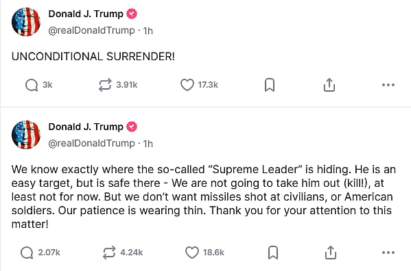 ’ہمیں اچھی طرح معلوم ہے سپریم لیڈر کہاں چھپے ہیں، فی الحال انھیں نہیں ماریں گے‘، ٹرمپ کے بیان سے مچی ہلچل