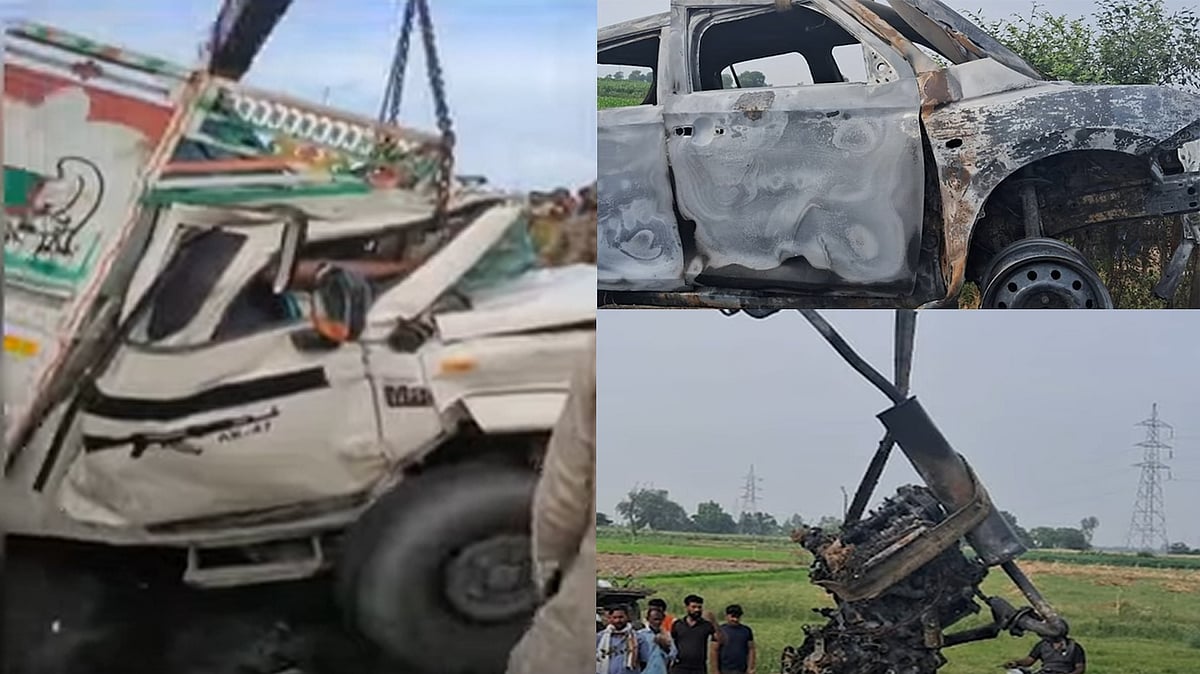 <div class="paragraphs"><p>بلند شہر اور آگرہ میں حادثے کی شکار گاڑی۔ ویڈیو گریب/یوٹیوب</p></div>